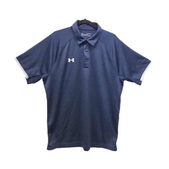 Under Armour UA Rival Polo Shirt Loose Heatgear Mens Size XL Navy Blue Golf - Picture 1 of 9